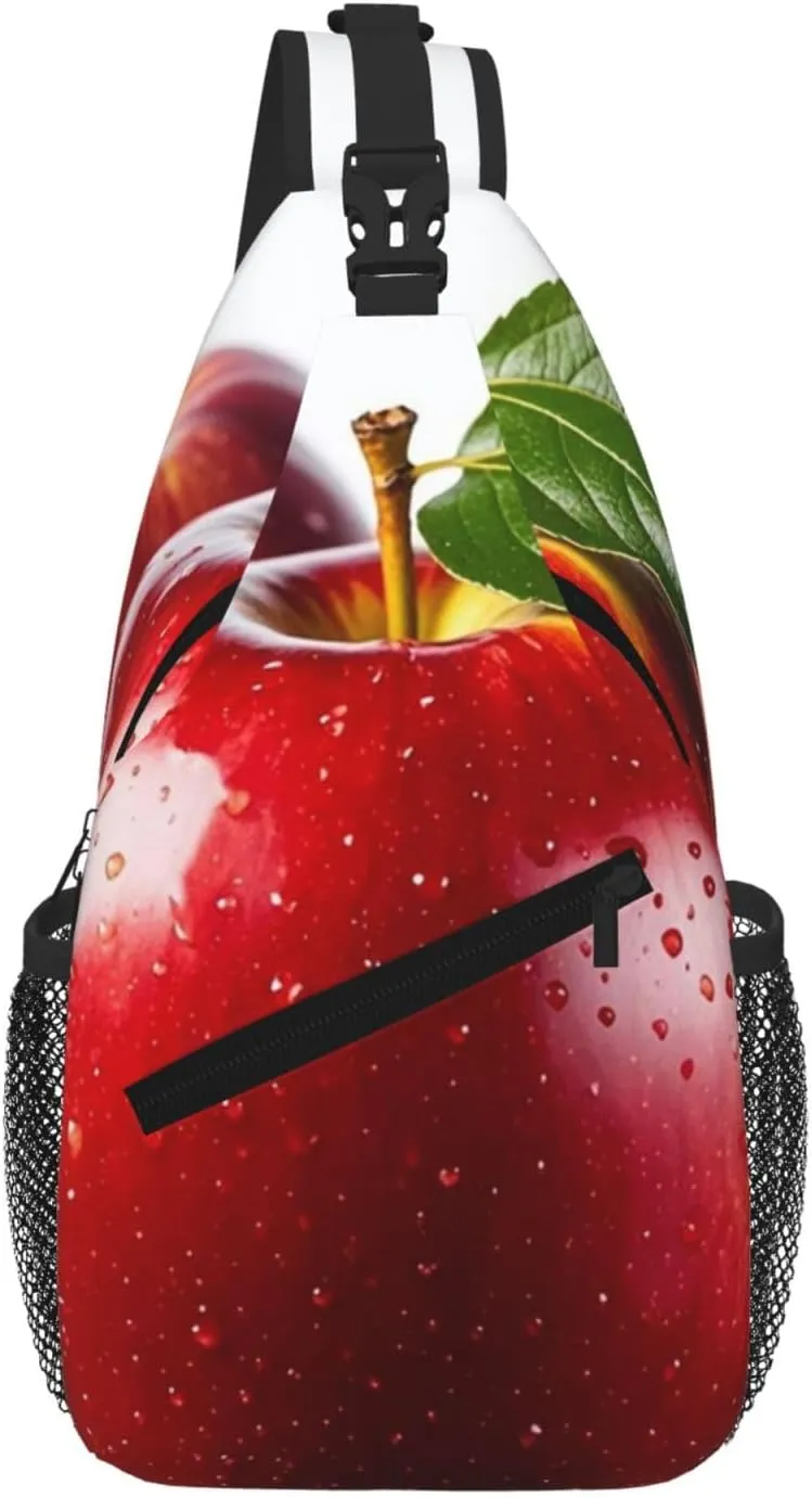 Red Apple Fruit Sling Bag For Women Men Travel Hiking Backpack Crossbody Shoulder Chest Bags Casual Daypack