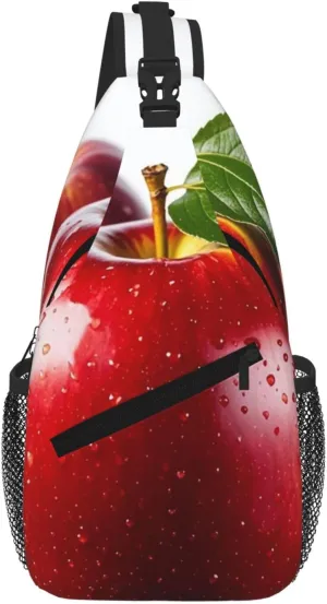 Red Apple Fruit Sling Bag For Women Men Travel Hiking Backpack Crossbody Shoulder Chest Bags Casual Daypack