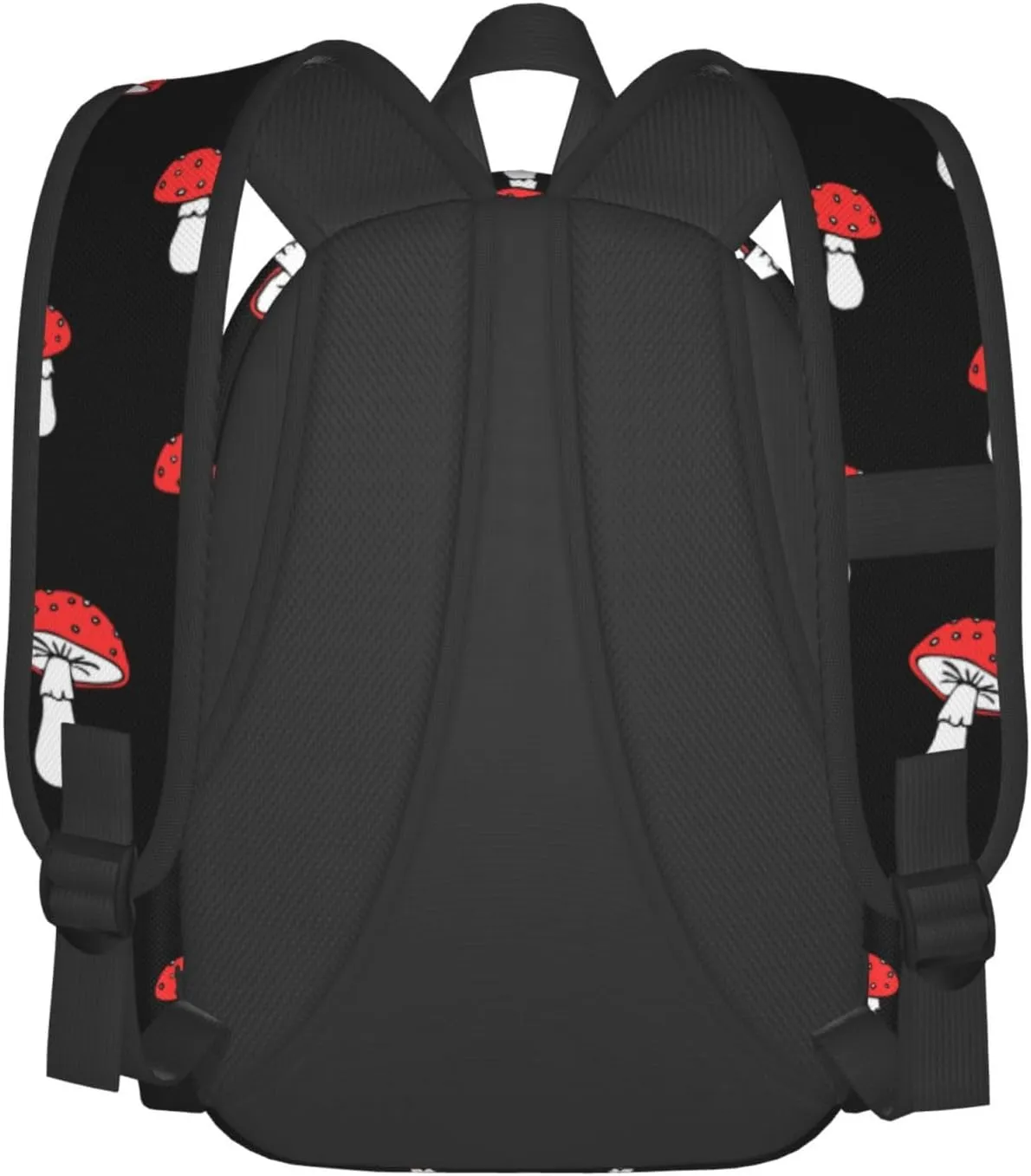 Red Mushrooms Black Background Laptop Backpack Shoulder Bag Laptop Pack Travel Backpacks Commuter Back Pack Casual Daypack Bags With Side Pockets
