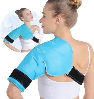 Relief Expert Shoulder Ice Pack Wrap Reusable Rotator Cuff Cold Compression for Left or Right Shoulder and Upper Arm, Large Gel Cold Pack Wrap for Arm with Soft Plush Lining - Blue