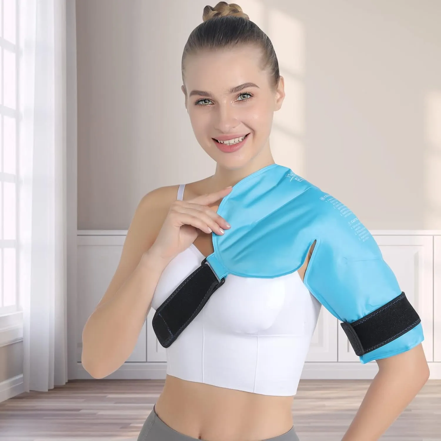 Relief Expert Shoulder Ice Pack Wrap Reusable Rotator Cuff Cold Compression for Left or Right Shoulder and Upper Arm, Large Gel Cold Pack Wrap for Arm with Soft Plush Lining - Blue