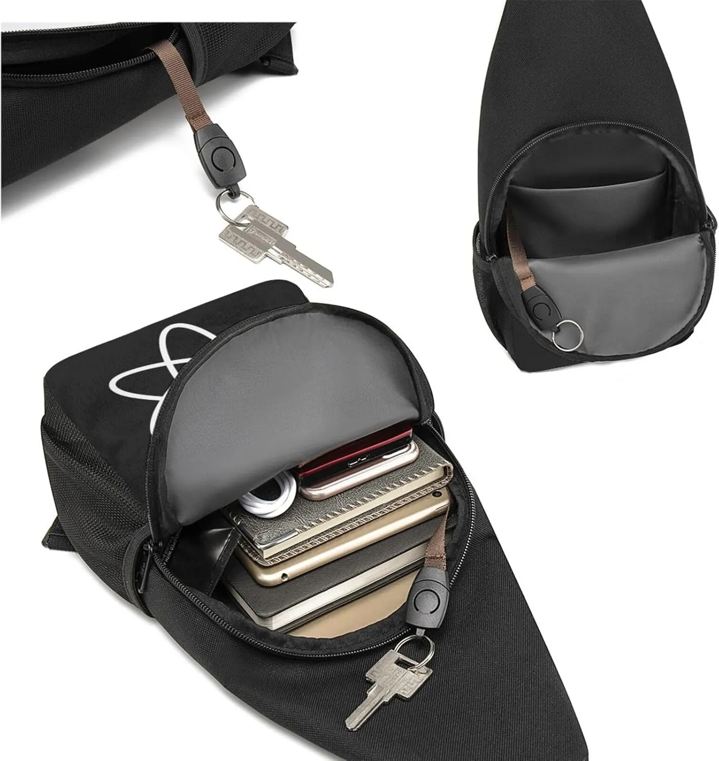 Retro Atomic Atom Symbol Sling Bag Crossbody Backpack Shoulder Casual Daypack Bags for Men Women