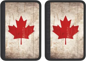 Retro Canada Flag Car Seat Belt Pad 2 Pack Universal Fit Seatbelt Cover Soft and Comfortable Backpack Shoulder Pad Adjustable Neck Cushion Protector Harness Pad for Car Bag