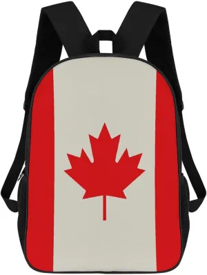 Retro Canada Flag Pattern Business Laptop Backpack for Women Men 17 Inch Carry on Backpack Waterproof Black Bookbag Fashion Lightweight Backpacks for Travel Hiking Camping Casual Daypack Backpacks