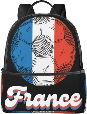 Retro Vintage France Football Soccer Flag Casual Backpacks Laptop Backpack Carry-on Daypack Sports Travel Rucksack Lightweight Working Bag for Outdoor Hiking Cycling Walking