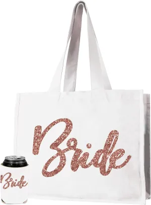 RhinestoneSash Bride Tote Bag - JUMBO SIZE 18" x 14" XL Cotton Canvas Wedding Totes - Engagement and Bridal Shower Gifts