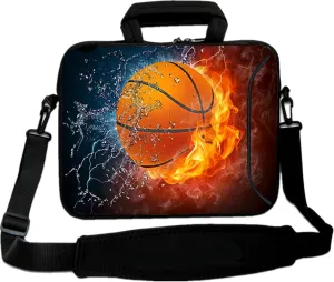 RICHEN 10 inch Messenger Bag Carrying Case Sleeve with Handle Accessory Pocket Fits 7 to 10-Inch Laptops/Notebook/Kids tablet (7-10.2 inch, Basketball Fire)