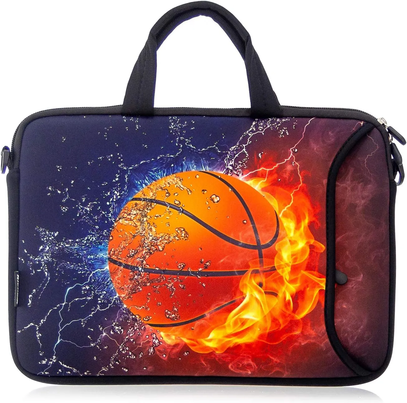 RICHEN 10 inch Messenger Bag Carrying Case Sleeve with Handle Accessory Pocket Fits 7 to 10-Inch Laptops/Notebook/Kids tablet (7-10.2 inch, Basketball Fire)