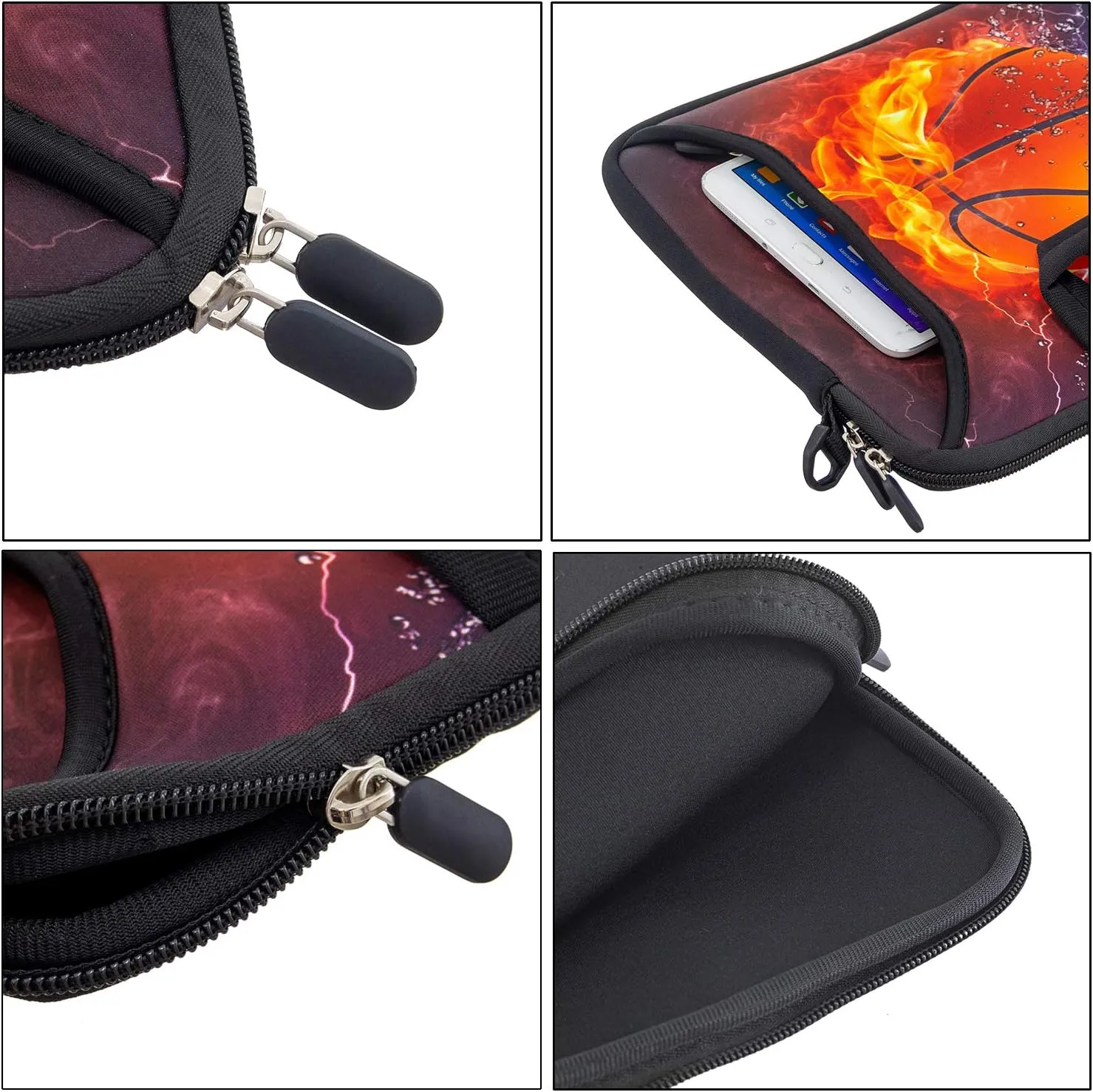 RICHEN 10 inch Messenger Bag Carrying Case Sleeve with Handle Accessory Pocket Fits 7 to 10-Inch Laptops/Notebook/Kids tablet (7-10.2 inch, Basketball Fire)