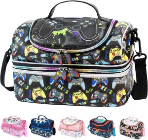 RLGPBON Kids Lunch Bag,Insulated Lunch Box for Boys,Game Lunch Bag Teen Boys,School Daycare Cute Travel bags