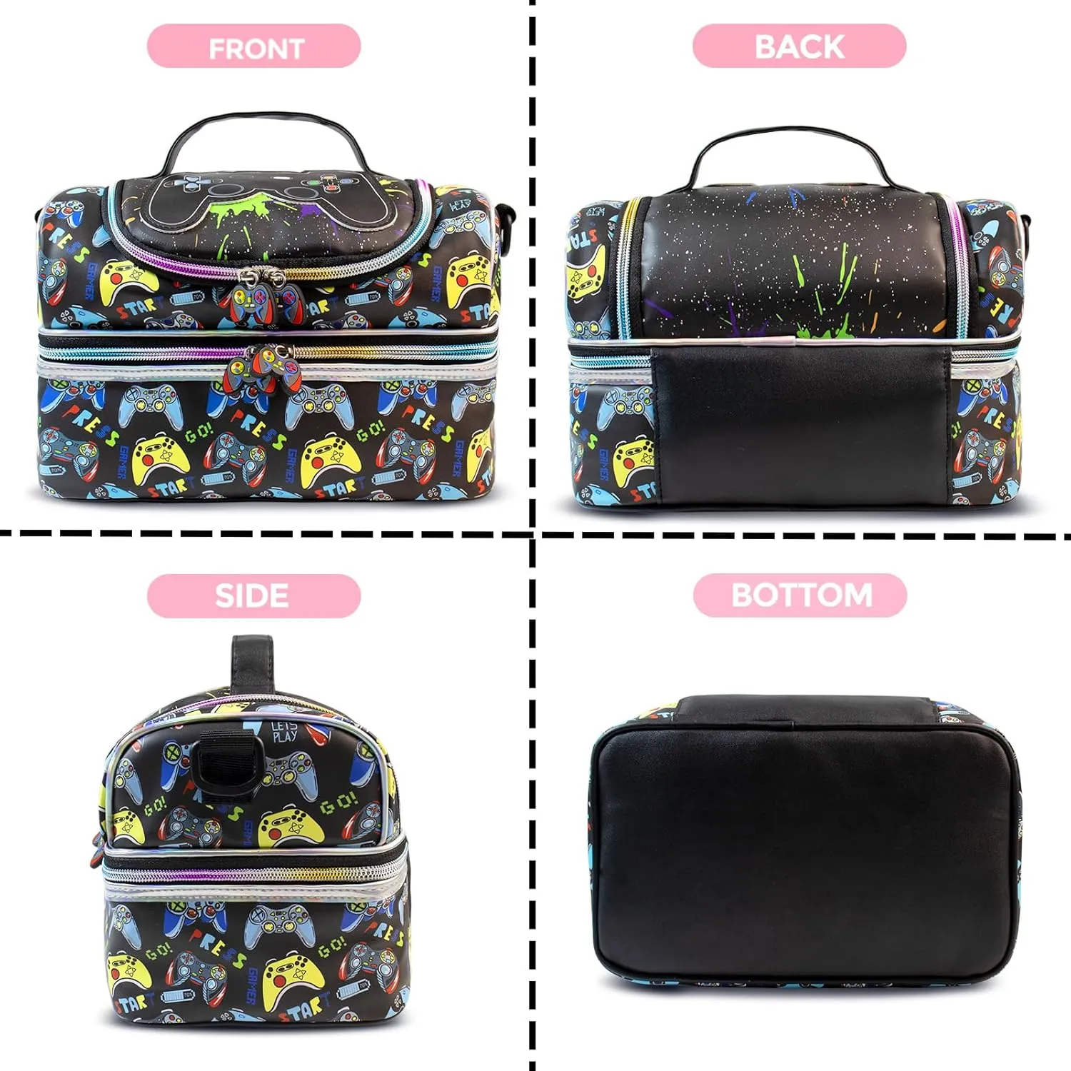 RLGPBON Kids Lunch Bag,Insulated Lunch Box for Boys,Game Lunch Bag Teen Boys,School Daycare Cute Travel bags