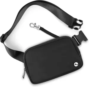 Rolapa Belt Bag, Waist Pack with Adjustable Strap for Men and Women, Mini Crossbody Bag for Travelling, Running, Hiking and Workout (Black)