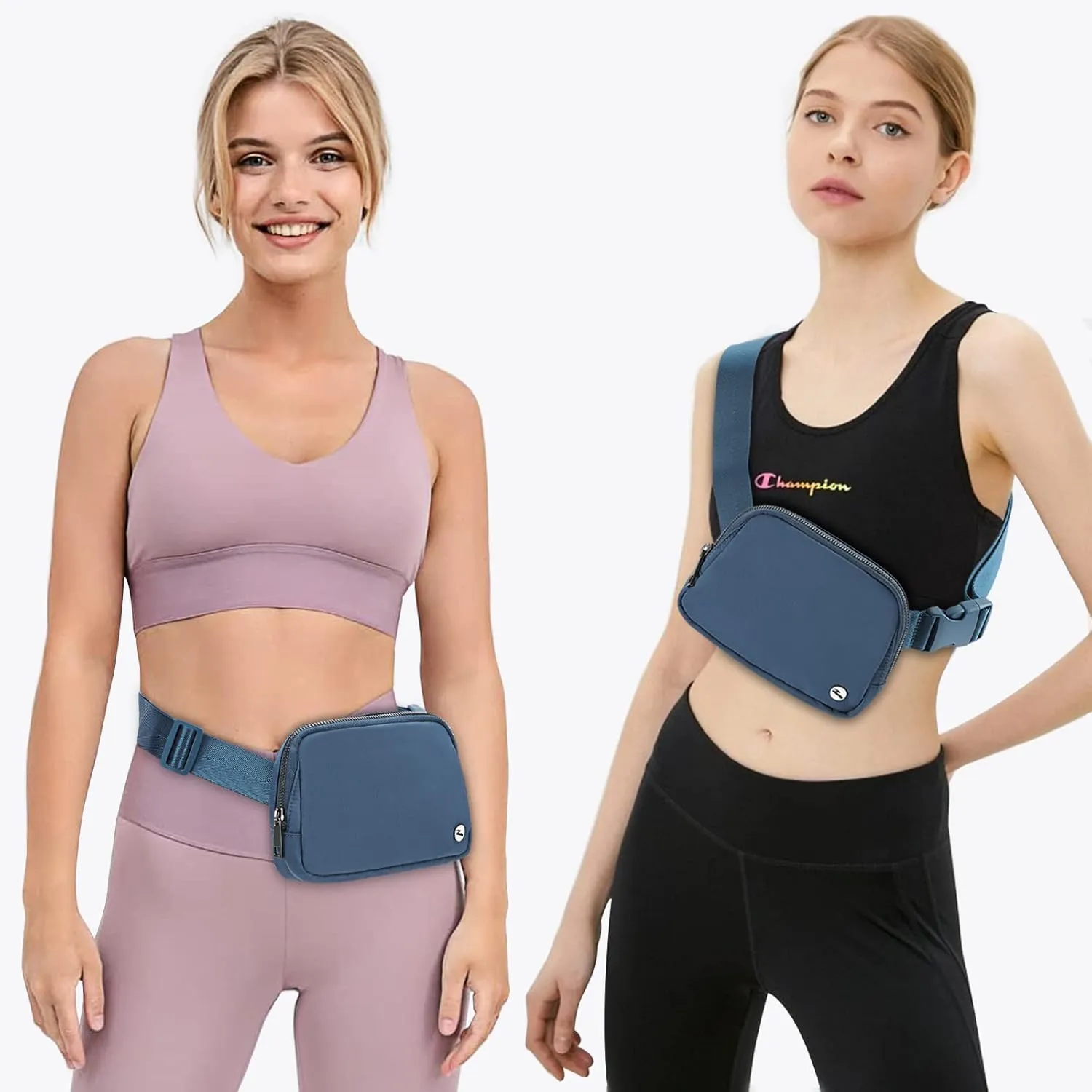 Rolapa Belt Bag, Waist Pack with Adjustable Strap for Men and Women, Mini Crossbody Bag for Travelling, Running, Hiking and Workout (Blue)