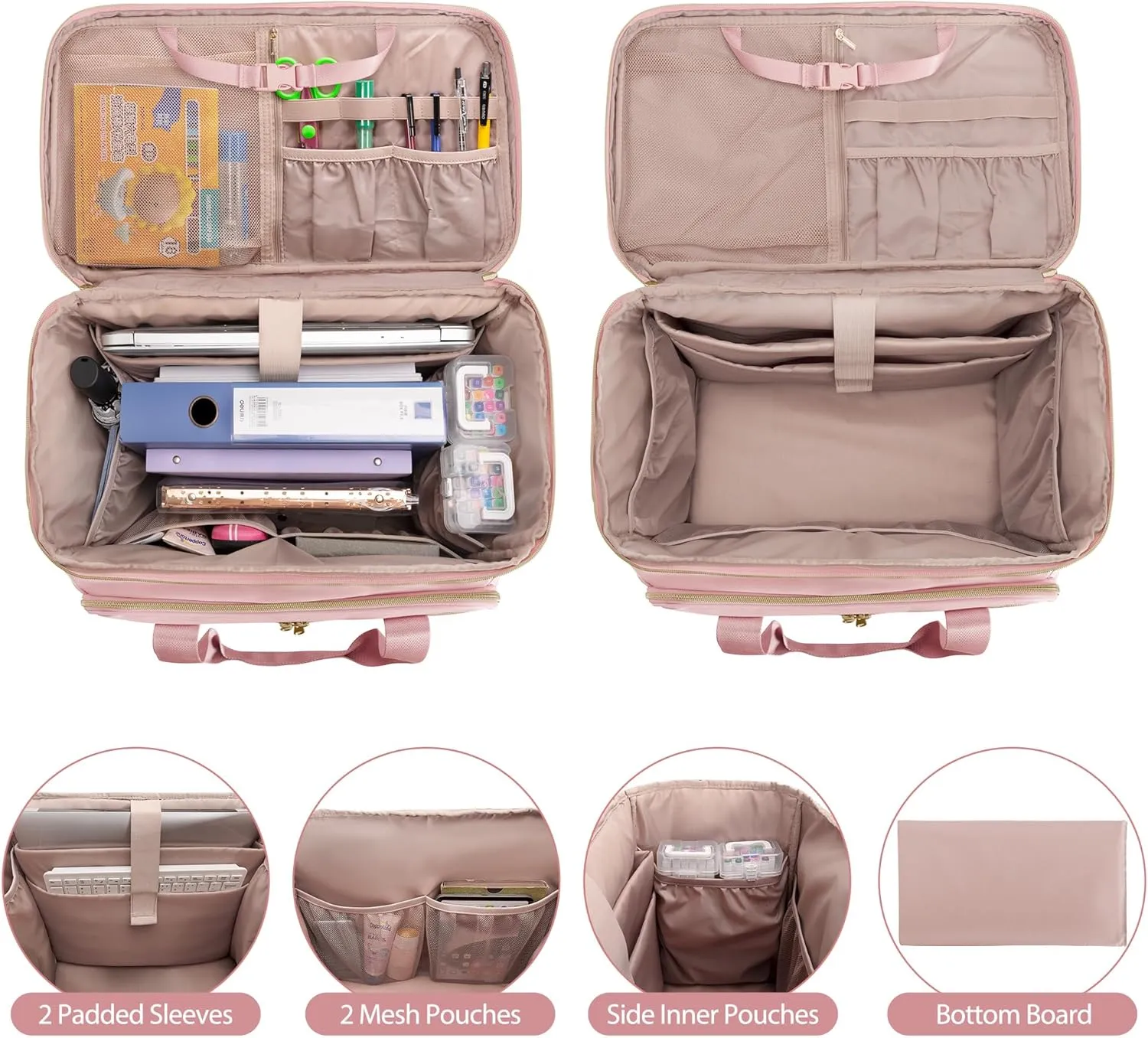 Rolling Teacher Bag with Wheels, Teacher Tote Bag with Detachable Trolley, Fits for 15.6" Laptop(Patent Design)