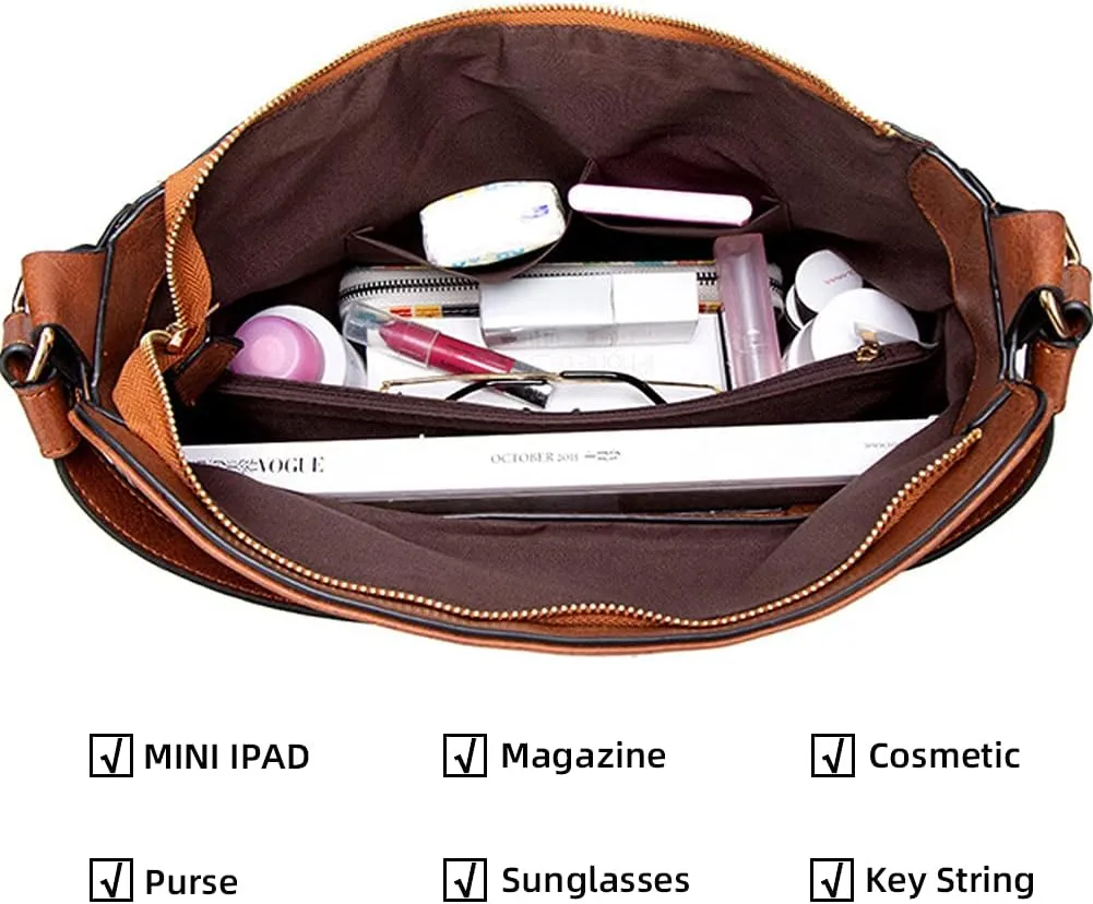 ROUROU Soft Faux Leather Handbag for Women Large Capacity Tote Bag Hobo Purse Retro Shoulder Bag Crossbody Bag with Tassel