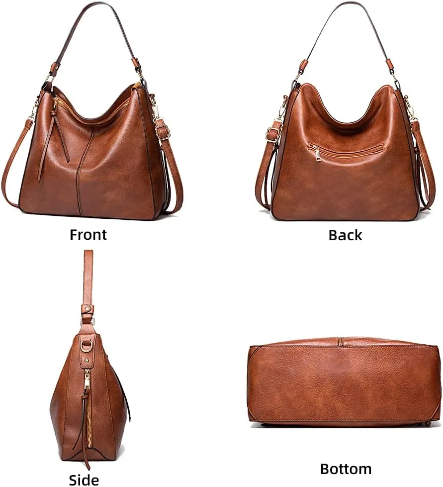 ROUROU Soft Faux Leather Handbag for Women Large Capacity Tote Bag Hobo Purse Retro Shoulder Bag Crossbody Bag with Tassel
