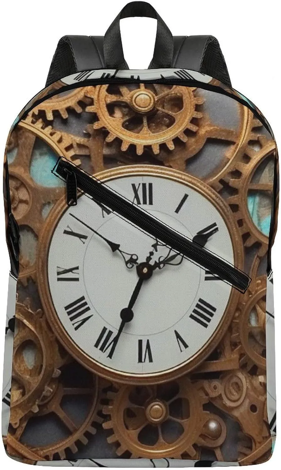 Rusty Steampunk Clock Travel Backpack for Women Men 2 Compartment Laptop Backpacks Laptop Bag Casual Daypack