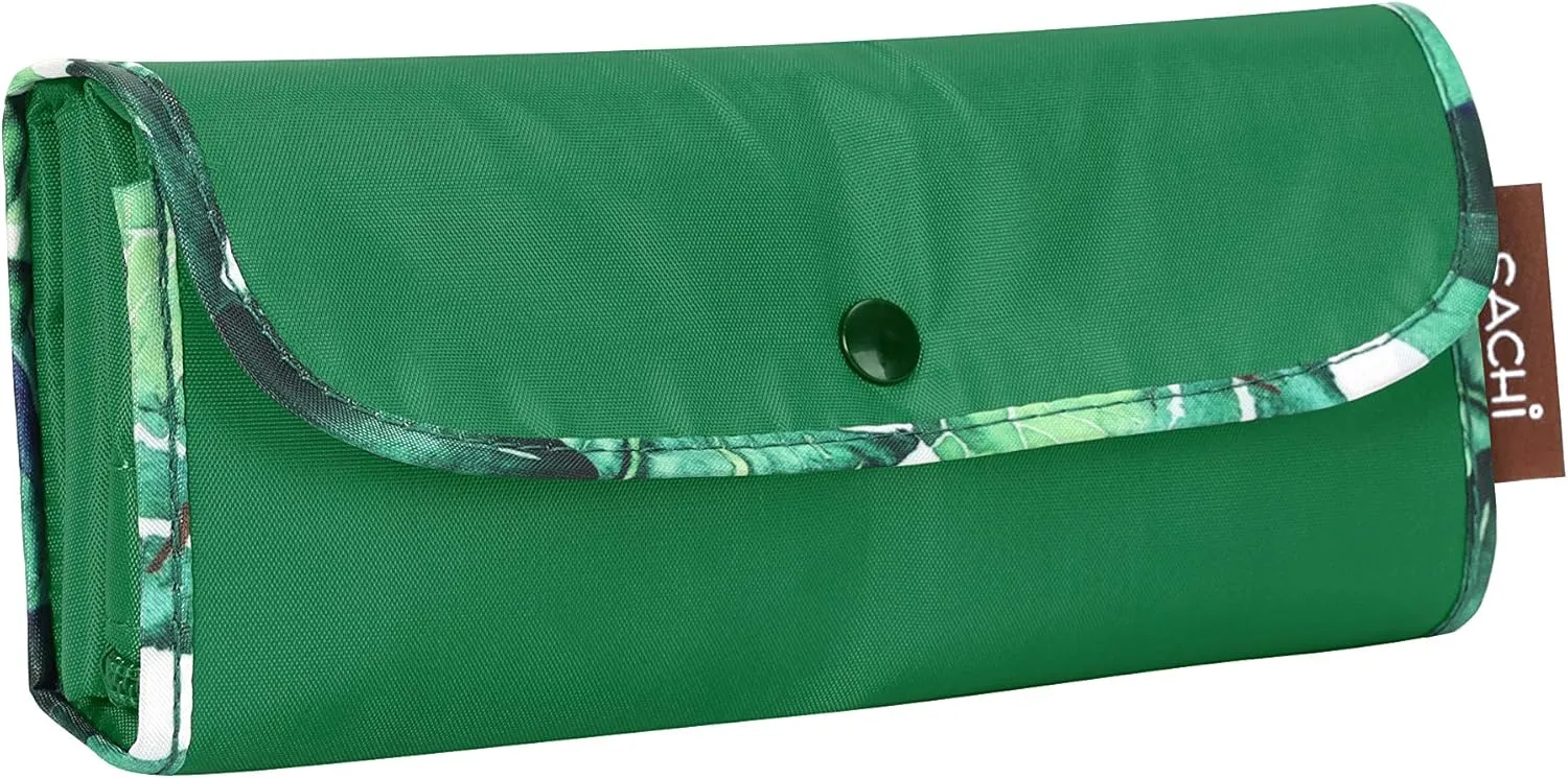 Sachi 3 Piece Market Tote Set – Insulated Thermal Reusable Grocery Bags for Cold and Hot Foods – Lightweight, Portable and Fold-able (Green Tropical Leaf)