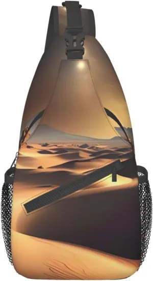 Sahara Desert Printed Crossbody Sling Backpack,Casual Chest Bag Daypack,Crossbody Shoulder Bag For Travel Sports Hiking