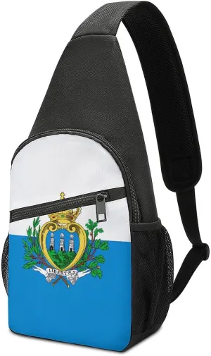 San Marino Flag Chest Bag for Men Small Sling Backpack Crossbody Sling Bags for Outdoors Hiking Traveling
