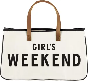 Santa Barbara Design Studio Tote Bag Hold Everything Collection Black and White 100% Cotton Canvas with Leather Handles