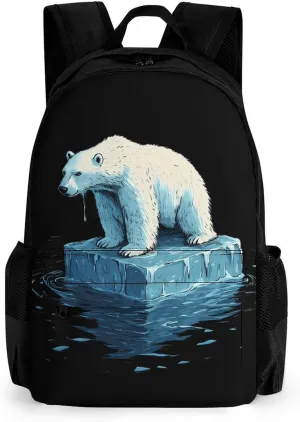 Save Polar Bears Melting Glaciers Fashion Backpack Light Weight Daily Travel Hiking Laptop Shoulder Bag