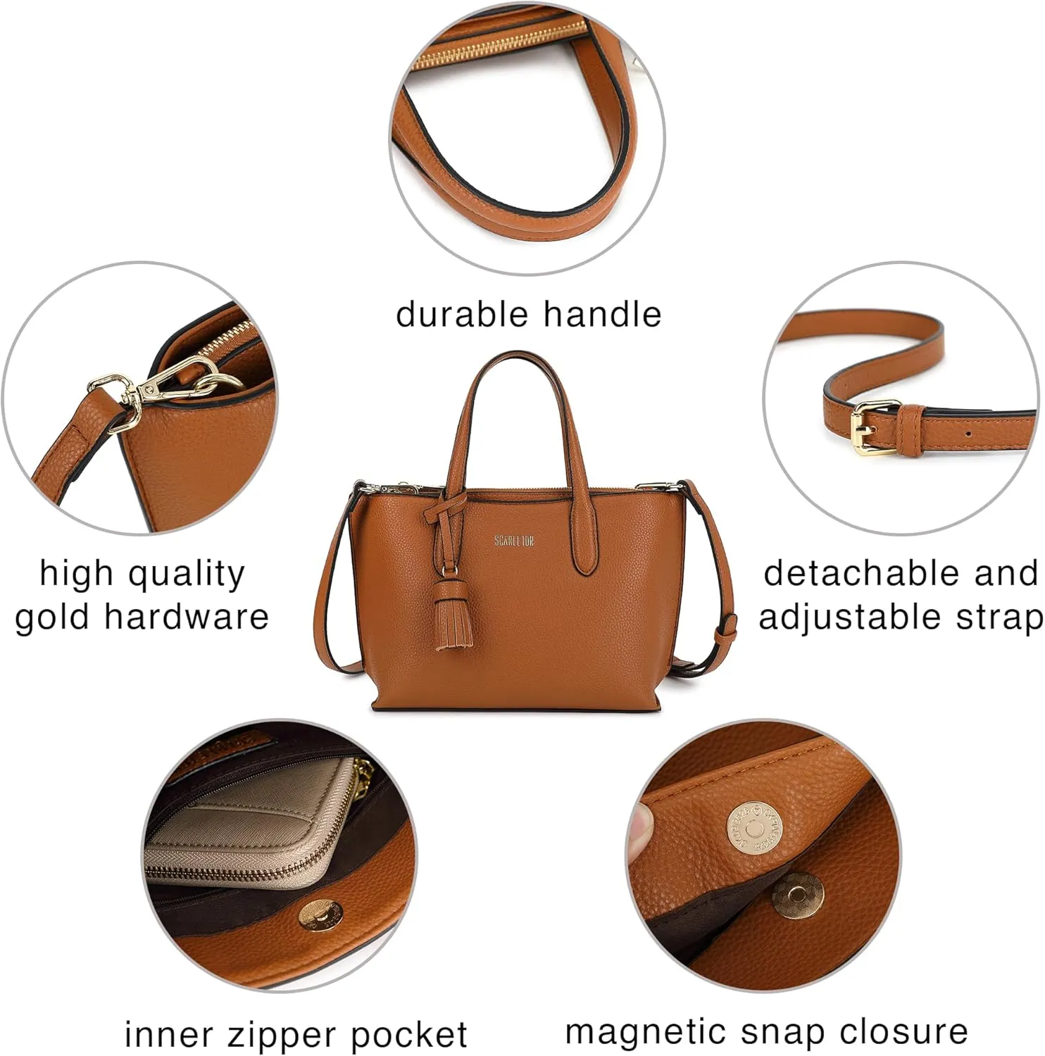 Scarleton Women's Faux Leather Purses and Handbags, Shoulder Bag, Top Handle Satchel, Hobo Bag with Pouch, H1035