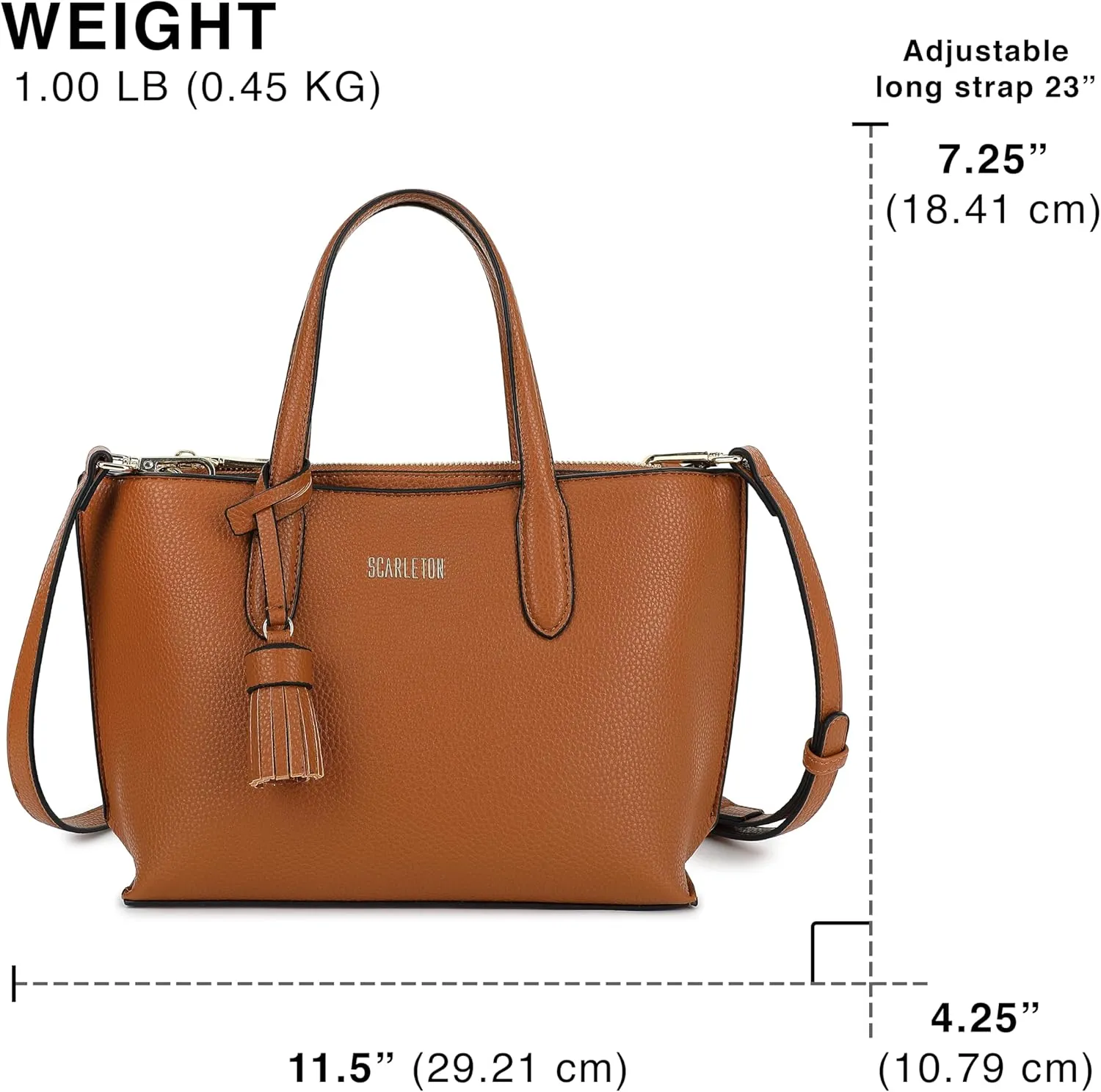 Scarleton Women's Faux Leather Purses and Handbags, Shoulder Bag, Top Handle Satchel, Hobo Bag with Pouch, H1035