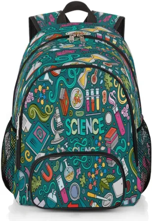 School Backpack for Boys Girls, Science Chemistry Elementary School Bags Educational Theme Lightweight Bookbag Laptop Backpack Casual Daypack Rucksack for Kids Teens