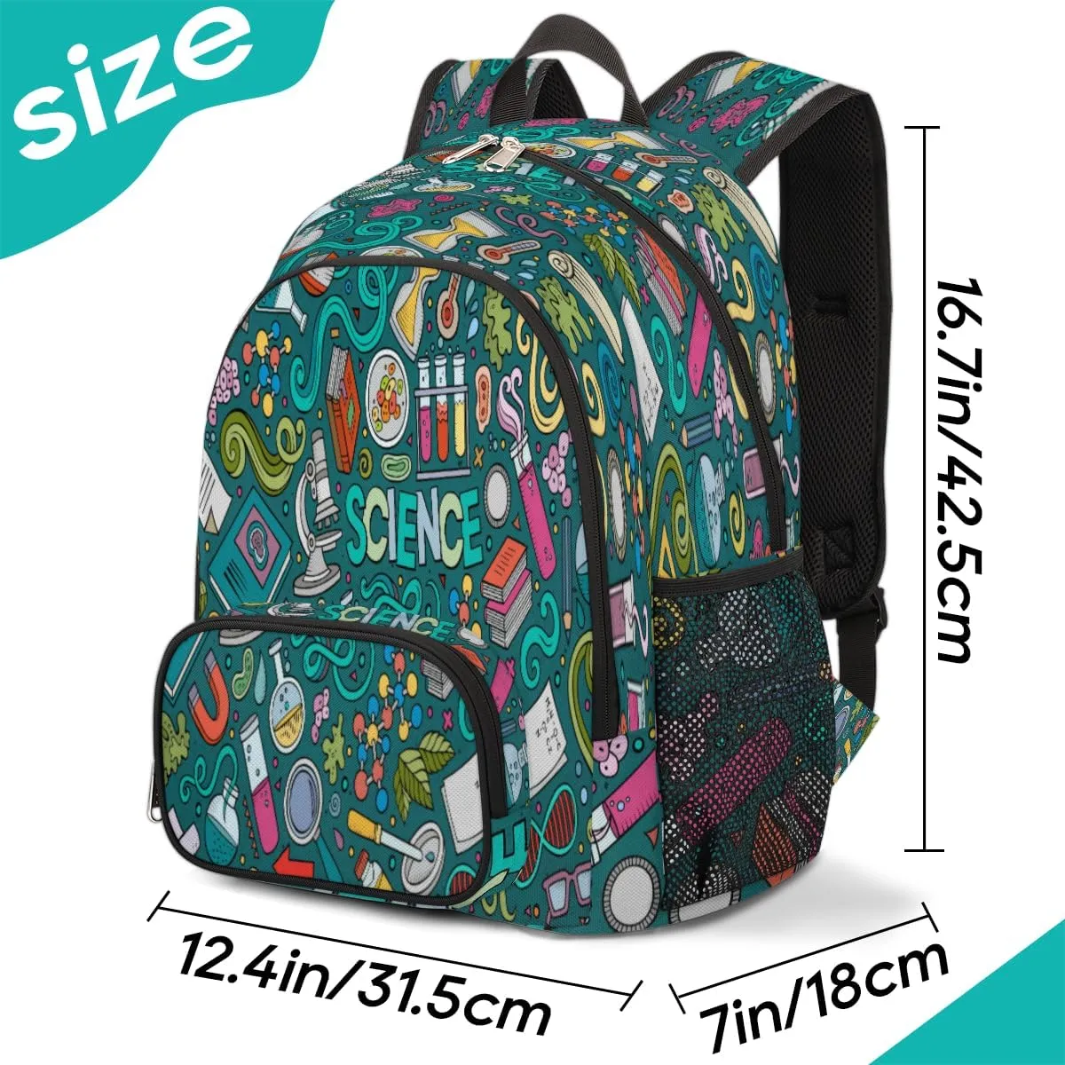 School Backpack for Boys Girls, Science Chemistry Elementary School Bags Educational Theme Lightweight Bookbag Laptop Backpack Casual Daypack Rucksack for Kids Teens