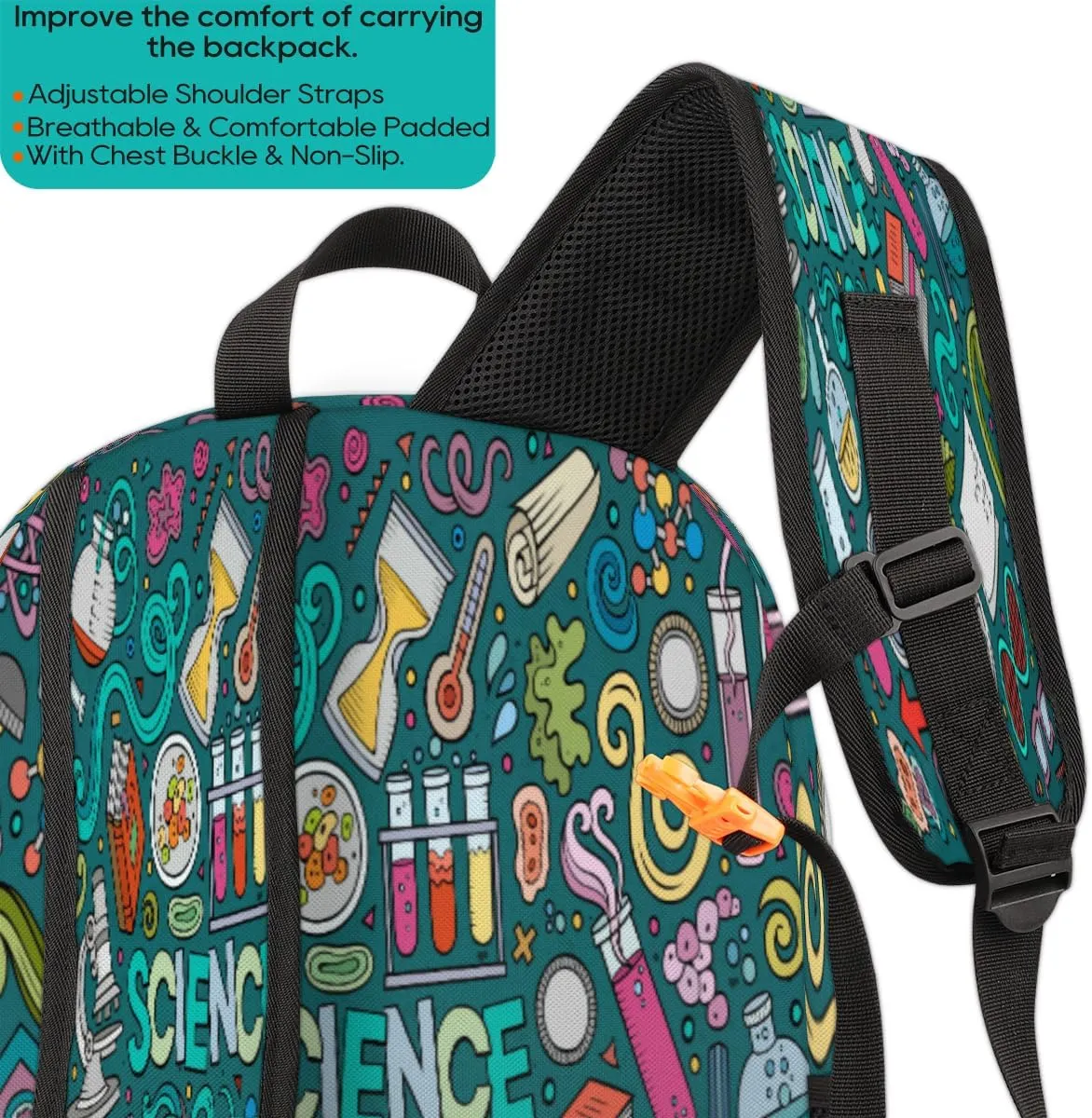 School Backpack for Boys Girls, Science Chemistry Elementary School Bags Educational Theme Lightweight Bookbag Laptop Backpack Casual Daypack Rucksack for Kids Teens