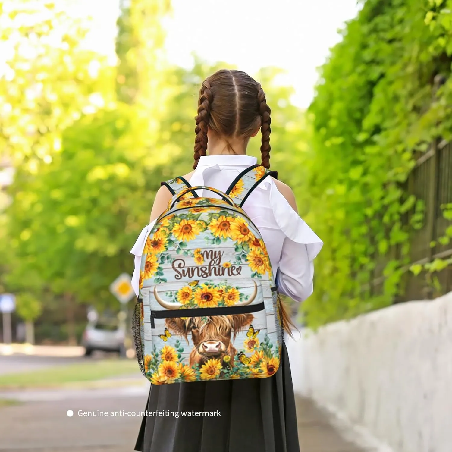 School Backpack for Boys Sunflower Highland Cow Print Backpack for Boys Girls Kids Elementary Preschool Bookbags Back to School Gifts Computer Laptop Backpack