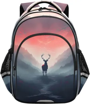 School Backpack for Boys Teen Bookbag Book Bags Deer Elk 2 Casual Daypack Travel High Middle School Student