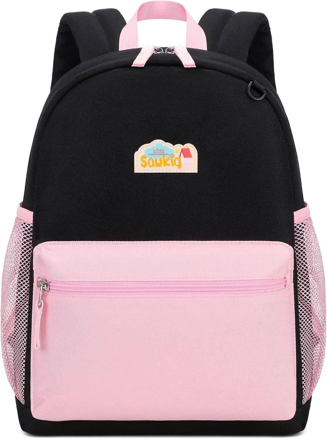 School Backpack for Kindergarten Girls Backpack 15 inch Bookbags for Kids 3-6 (Black and Pink)