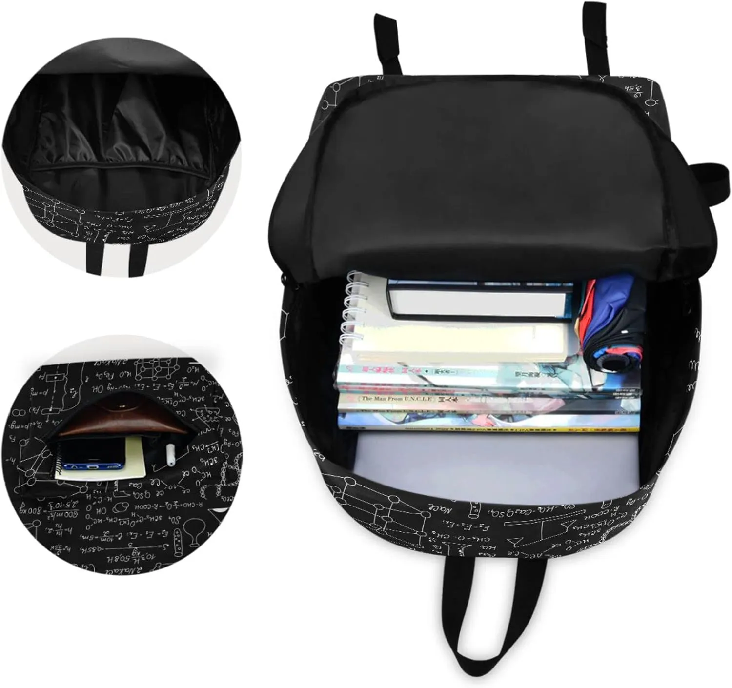 Science Chemical Physical Formulas Large Portable Laptop Backpack, Fit 16.5 Inch Notebook Durable Travel Bag for Boys Girls School Bookbag Work