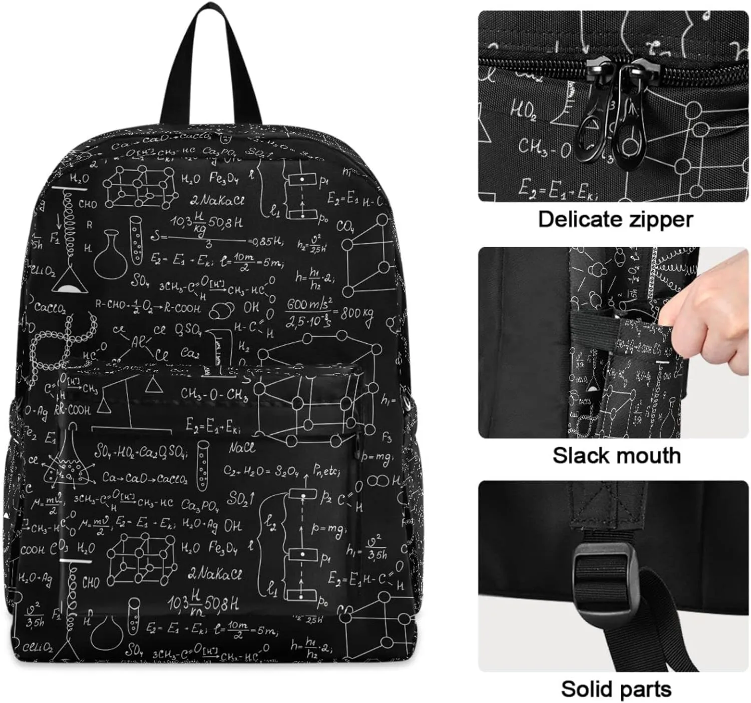 Science Chemical Physical Formulas Large Portable Laptop Backpack, Fit 16.5 Inch Notebook Durable Travel Bag for Boys Girls School Bookbag Work