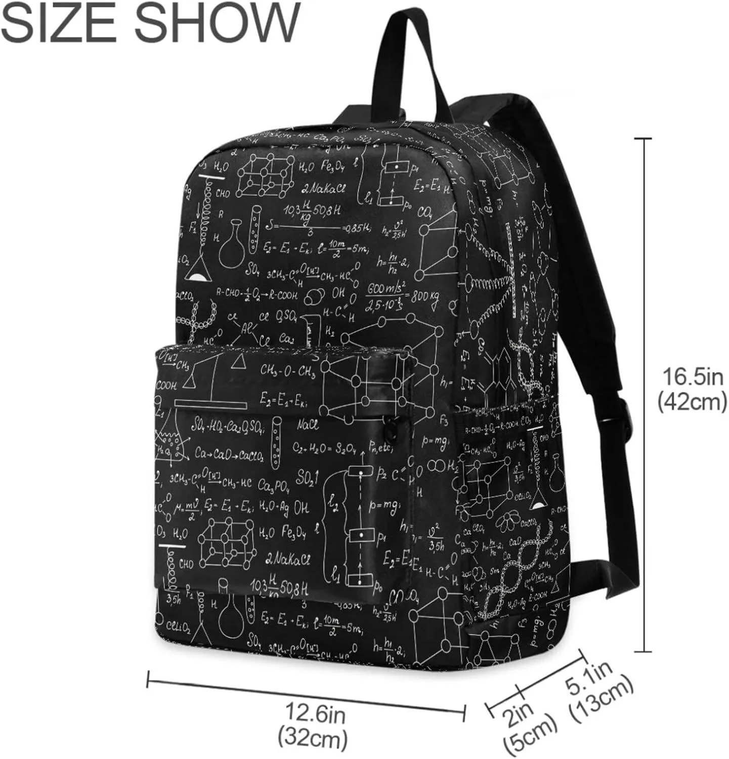 Science Chemical Physical Formulas Large Portable Laptop Backpack, Fit 16.5 Inch Notebook Durable Travel Bag for Boys Girls School Bookbag Work