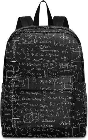 Science Chemical Physical Formulas Large Portable Laptop Backpack, Fit 16.5 Inch Notebook Durable Travel Bag for Boys Girls School Bookbag Work