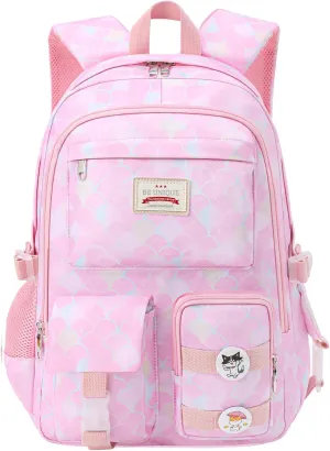 SCIONE School Backpacks for Girls - 15.6 Inch Large Mermaid Laptop Backpacks Anti Theft Primary Middle College Bookbags for Teens Girls Women Students