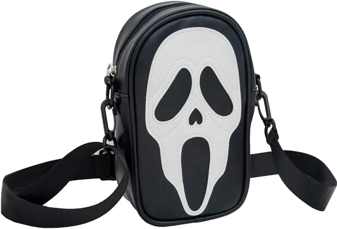 Scream Ghostface PU Crossbody Purses Gothic Sling Shoulder Bags with Adjustable Straps Unisex
