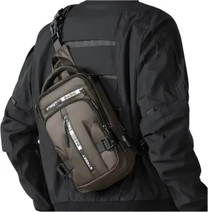 SEAFEW Khaki Sling Crossbody Backpack Shoulder Messenger Bag for Men, Mini Anti Theft One Strap Motorcycle Backpack Sling Tactical Chest Bag for Hiking Walking Biking Travel Cycling