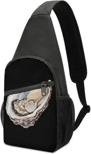 Seafood Oyster Chest Bag for Men Small Sling Backpack Crossbody Sling Bags for Outdoors Hiking Traveling