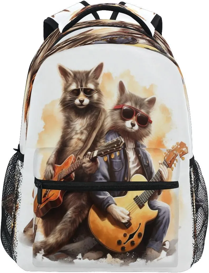 senya Guitar Combination Civet Cat Backpack School Bag Travel Daypack for Boys Girls