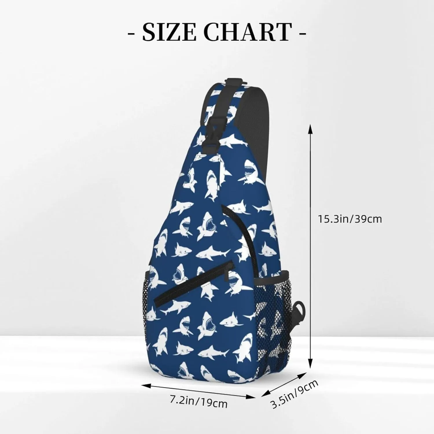 Sharks Silhouettes Chest Sling Bag Crossbody Shoulder Backpack Bag Gym Cycling Travel Hiking Daypack Cross Bag