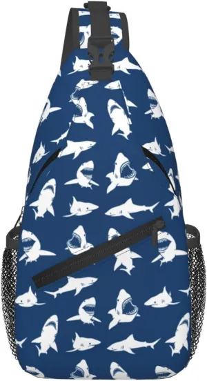 Sharks Silhouettes Chest Sling Bag Crossbody Shoulder Backpack Bag Gym Cycling Travel Hiking Daypack Cross Bag