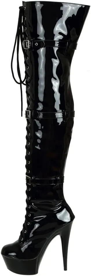 SheSole Women's Over The Knee Thigh High Heel Boots Platform Zip Buckle Lace Up