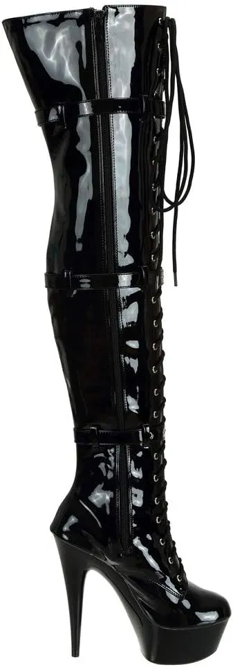 SheSole Women's Over The Knee Thigh High Heel Boots Platform Zip Buckle Lace Up