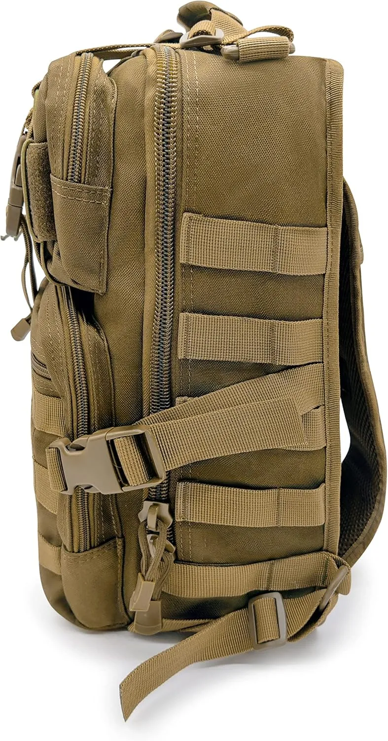 Silfrae Tactical Sling Bag Pack Crossbody Tactical Rover Sling Pack Military Single Shoulder Backpack Pack Range Bags (Sand)