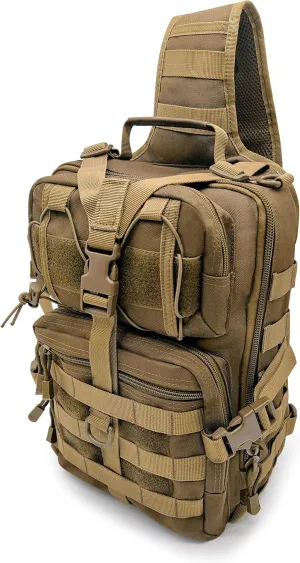 Silfrae Tactical Sling Bag Pack Crossbody Tactical Rover Sling Pack Military Single Shoulder Backpack Pack Range Bags (Sand)