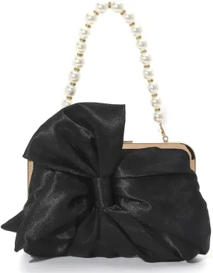 Silk Bow Clutch Purses for Women Cute Pearl Evening Handbag Chic Trendy Evening Clutch Bag for Party Prom Wedding 2025